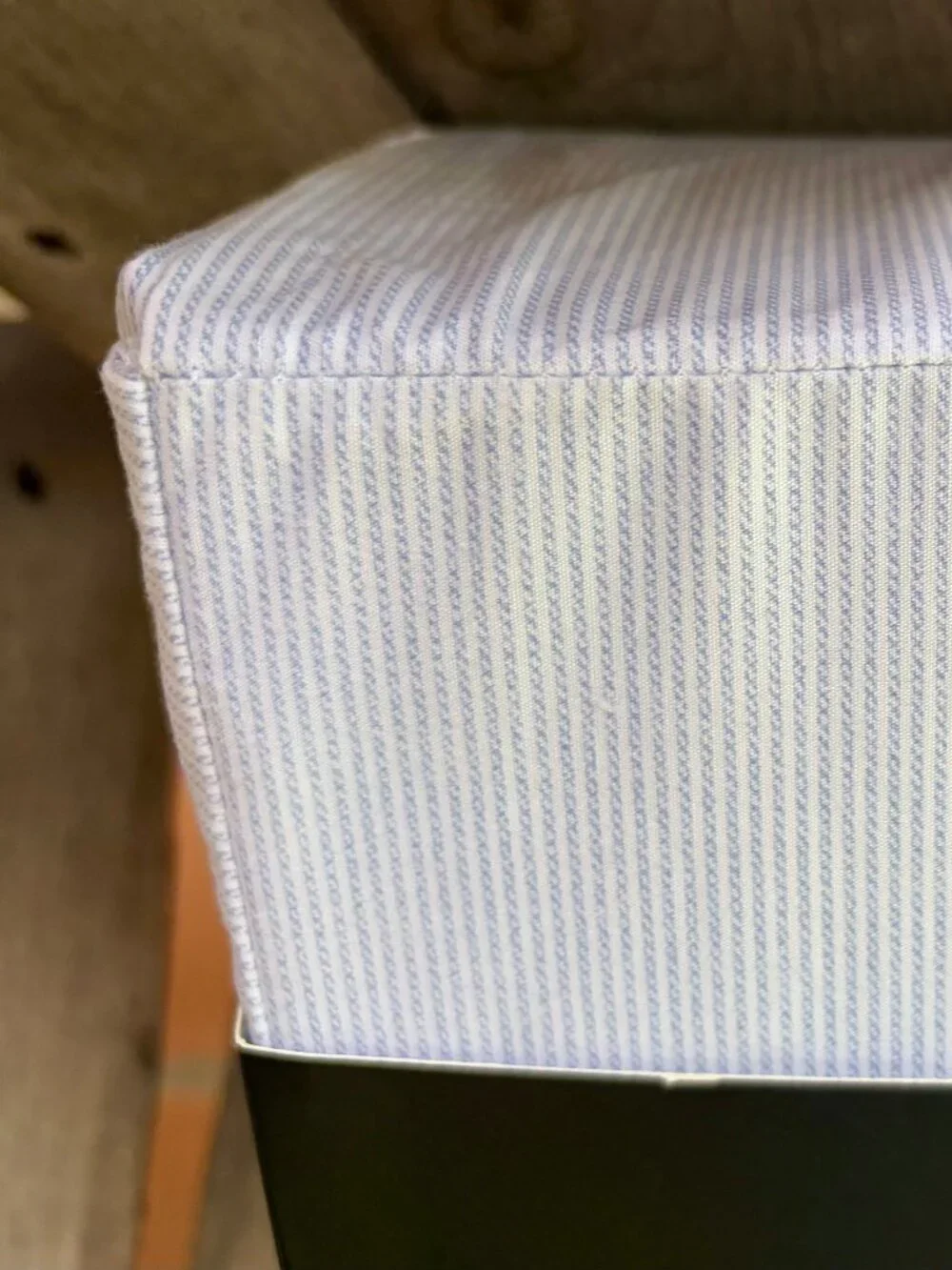RALPH LAUREN Light Blue Oxford Pinstripe KING Size Crisp Cotton Sheet Set